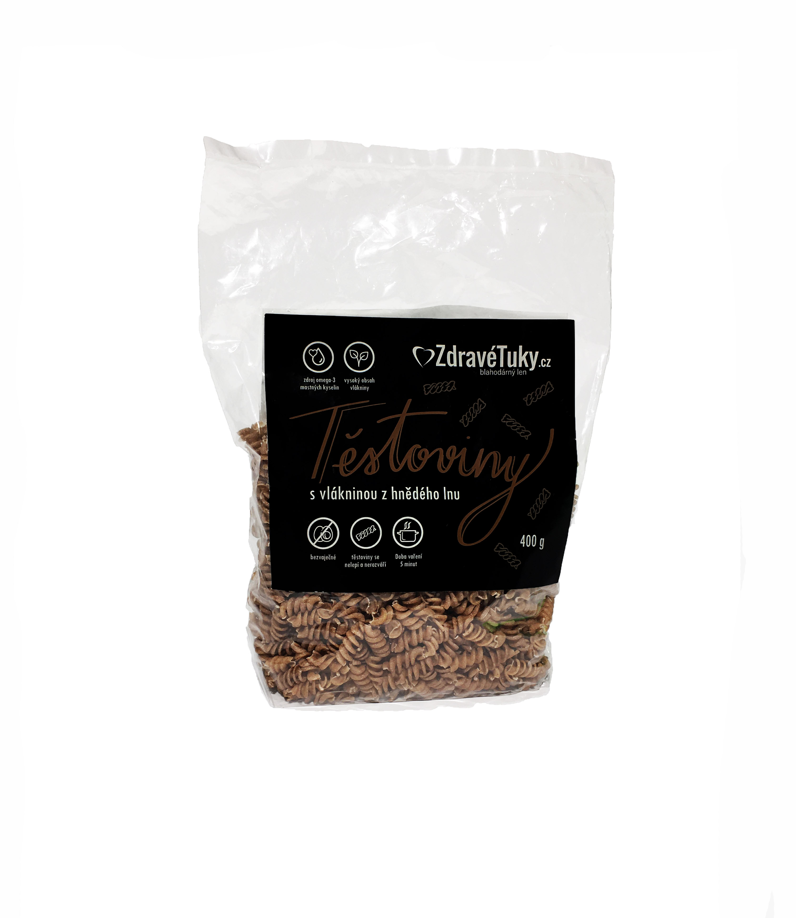 Těstoviny s lněnou vlákninou - hnědé 400g